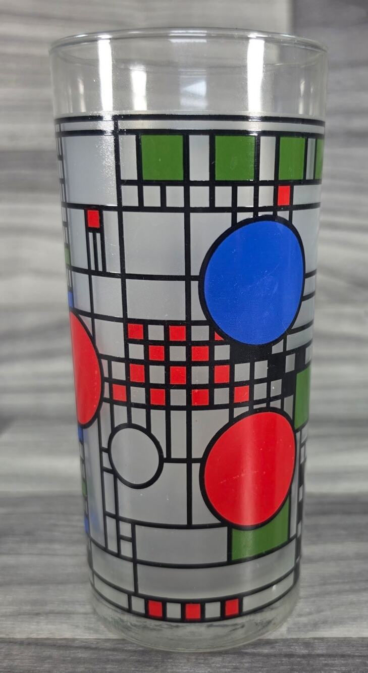 MoMA Frank Lloyd Wright Stained Glass Art Tumbler Drinking Glass RARE Disc
